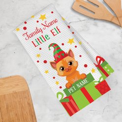 PGS Orange Cat Little Elf Christmas Pet Breed Waffle Weave Towel, White/Red/Green/Yellow, 16 x 24-in slide 2 of 2