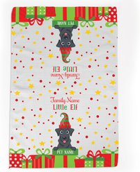 PGS Black Lab Little Elf Christmas Pet Breed Waffle Weave Towel, White/Red/Green/Yellow, 16 x 24-in