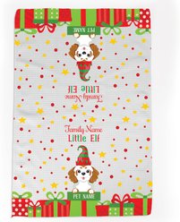 PGS Shih Tzu Little Elf Christmas Pet Breed Waffle Weave Towel, White/Red/Green/Yellow, 16 x 24-in