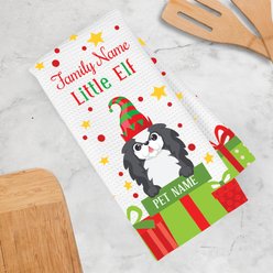 PGS Pekingese Little Elf Christmas Pet Breed Waffle Weave Towel, White/Red/Green/Yellow, 16 x 24-in slide 2 of 2