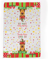 PGS German Shepherd Little Elf Christmas Pet Breed Waffle Weave Towel, White/Red/Green/Yellow, 16 x 24-in