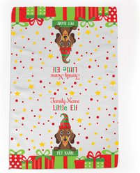 PGS Dachshund Little Elf Christmas Pet Breed Waffle Weave Towel, White/Red/Green/Yellow, 16 x 24-in