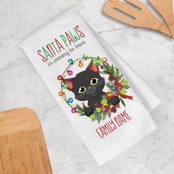 PGS Black Cat Holiday Lights Pet Breeds Waffle Weave Towel, White/Red/Green, 16 x 24-in slide 2 of 2