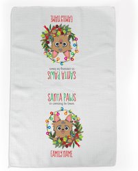 PGS Yorkie Holiday Lights Pet Breeds Waffle Weave Towel, White/Red/Green, 16 x 24-in