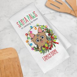 PGS Yorkie Holiday Lights Pet Breeds Waffle Weave Towel, White/Red/Green, 16 x 24-in slide 2 of 2