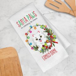 PGS Pomeranian Holiday Lights Pet Breeds Waffle Weave Towel, White/Red/Green, 16 x 24-in slide 2 of 2