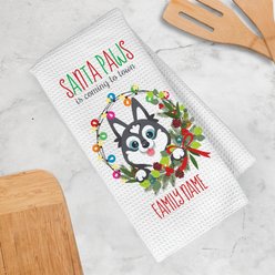 PGS Husky Holiday Lights Pet Breeds Waffle Weave Towel, White/Red/Green, 16 x 24-in slide 2 of 2