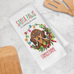 PGS Dachshund Holiday Lights Pet Breeds Waffle Weave Towel, White/Red/Green, 16 x 24-in slide 2 of 2