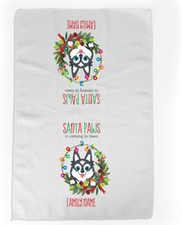 PGS Husky Holiday Lights Pet Breeds Waffle Weave Towel, White/Red/Green, 16 x 24-in