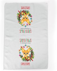 PGS Chihuahua Holiday Lights Pet Breeds Waffle Weave Towel, White/Red/Green, 16 x 24-in