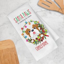 PGS Bulldog Holiday Lights Pet Breeds Waffle Weave Towel, White/Red/Green, 16 x 24-in slide 2 of 2