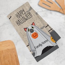 PGS Black Cat Halloween Ghost Pet Breeds Waffle Weave Towel, Brown/White/Orange/Black, 16 x 24-in slide 2 of 2