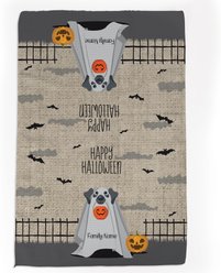 PGS Black Lab Halloween Ghost Pet Breeds Waffle Weave Towel, Brown/White/Orange/Black, 16 x 24-in