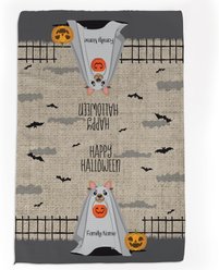 PGS Yorkie Halloween Ghost Pet Breeds Waffle Weave Towel, Brown/White/Orange/Black, 16 x 24-in