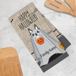 PGS Husky Halloween Ghost Pet Breeds Waffle Weave Towel, Brown/White/Orange/Black, 16 x 24-in slide 2 of 2