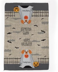 PGS Poodle Halloween Ghost Pet Breeds Waffle Weave Towel, Brown/White/Orange/Black, 16 x 24-in