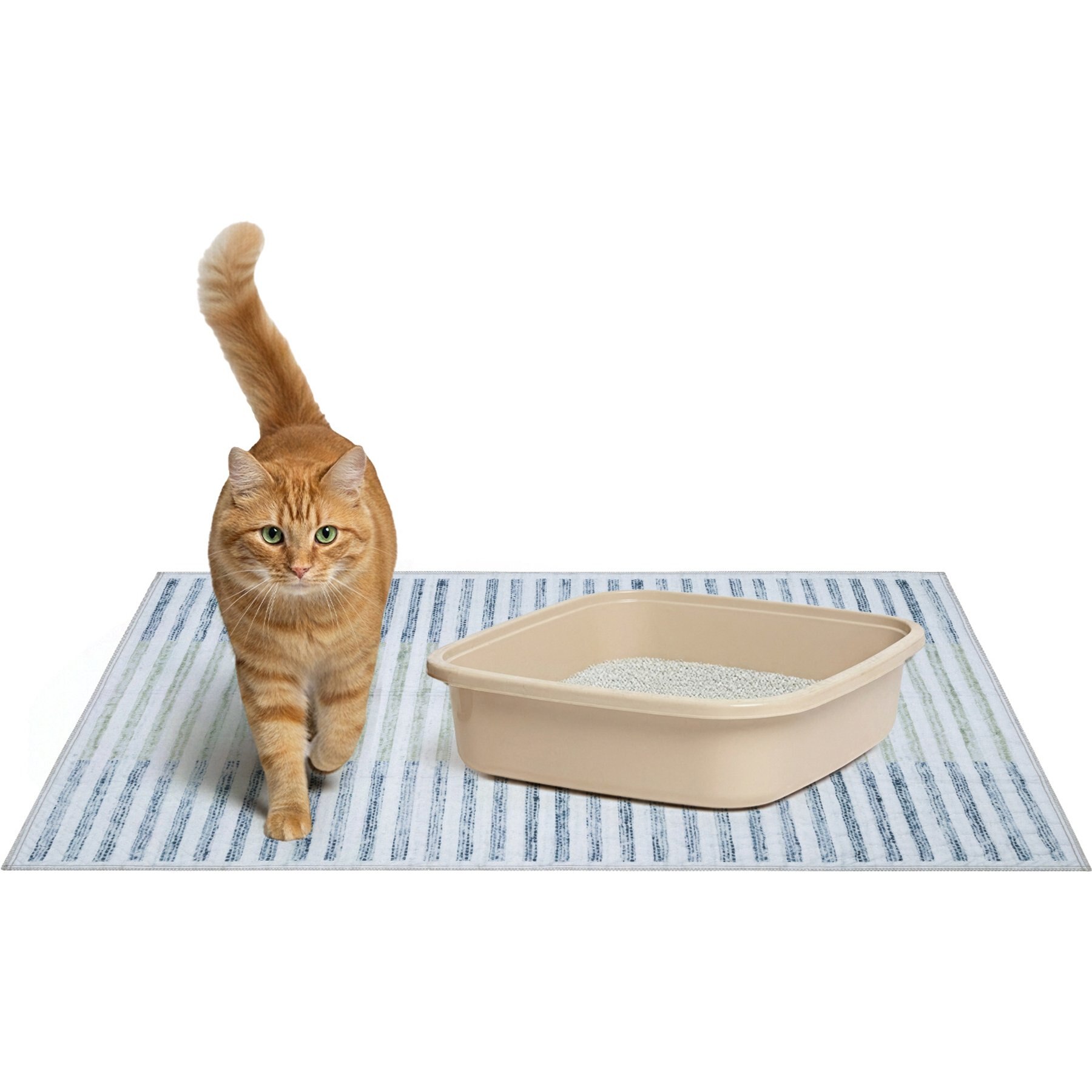 The Avalon Society Non-Slip Waterproof Cat Litter Mat, Stone Column Siena, Large: 36 x 48-in