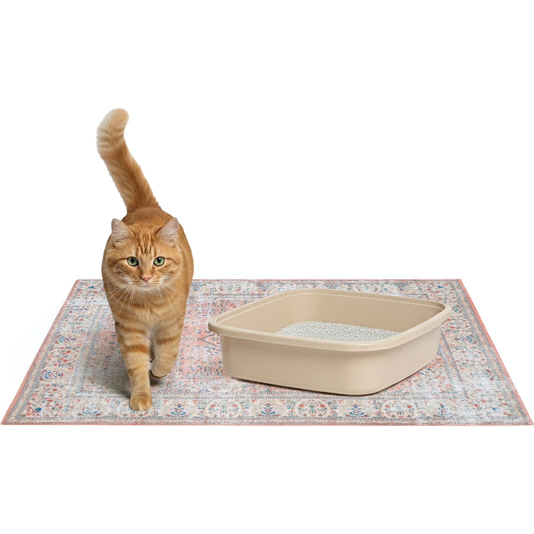 The Avalon Society Non-Slip Waterproof Cat Litter Mat, Hana Blush, Large: 36 x 48-in