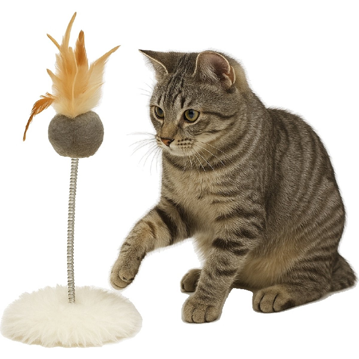 A&E Cage Company Pampurred Paws Spring Tail Teaser Cat Scratcher Pad