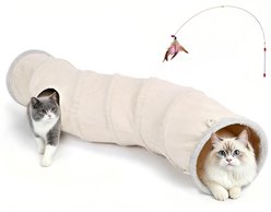 Ownpets Collapsible S-Shape Tunnel Cat Toy, Beige, Large