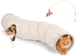 Ownpets Collapsible S-Shape Tunnel Cat Toy, Beige, Medium