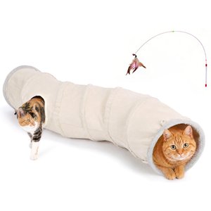 Ownpets Collapsible S-Shape Tunnel Cat Toy, Beige, Medium