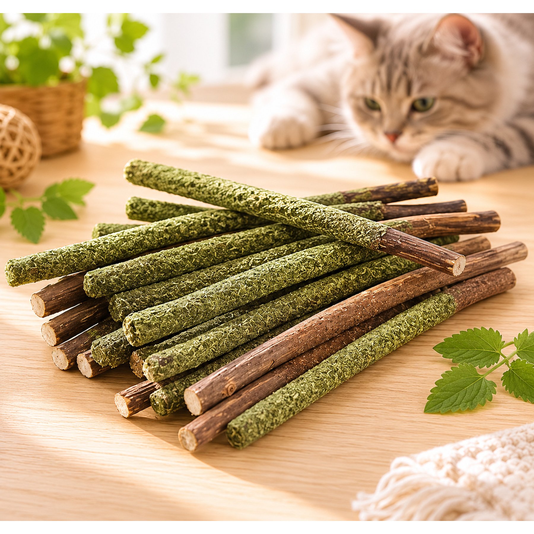Purr Harbor Catnip Coated Silvervine Sticks Cat Chew Toy, 12 count