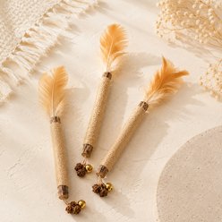 Purr Harbor Cat Feather Silvervine Sticks Cat Chew Toy with Bell, 3 count