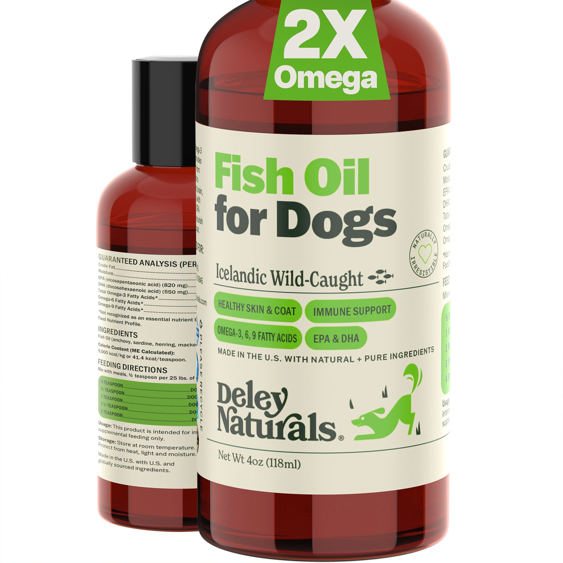 Deley Naturals Fish Oil Dog Supplement, 4-fl oz bottle