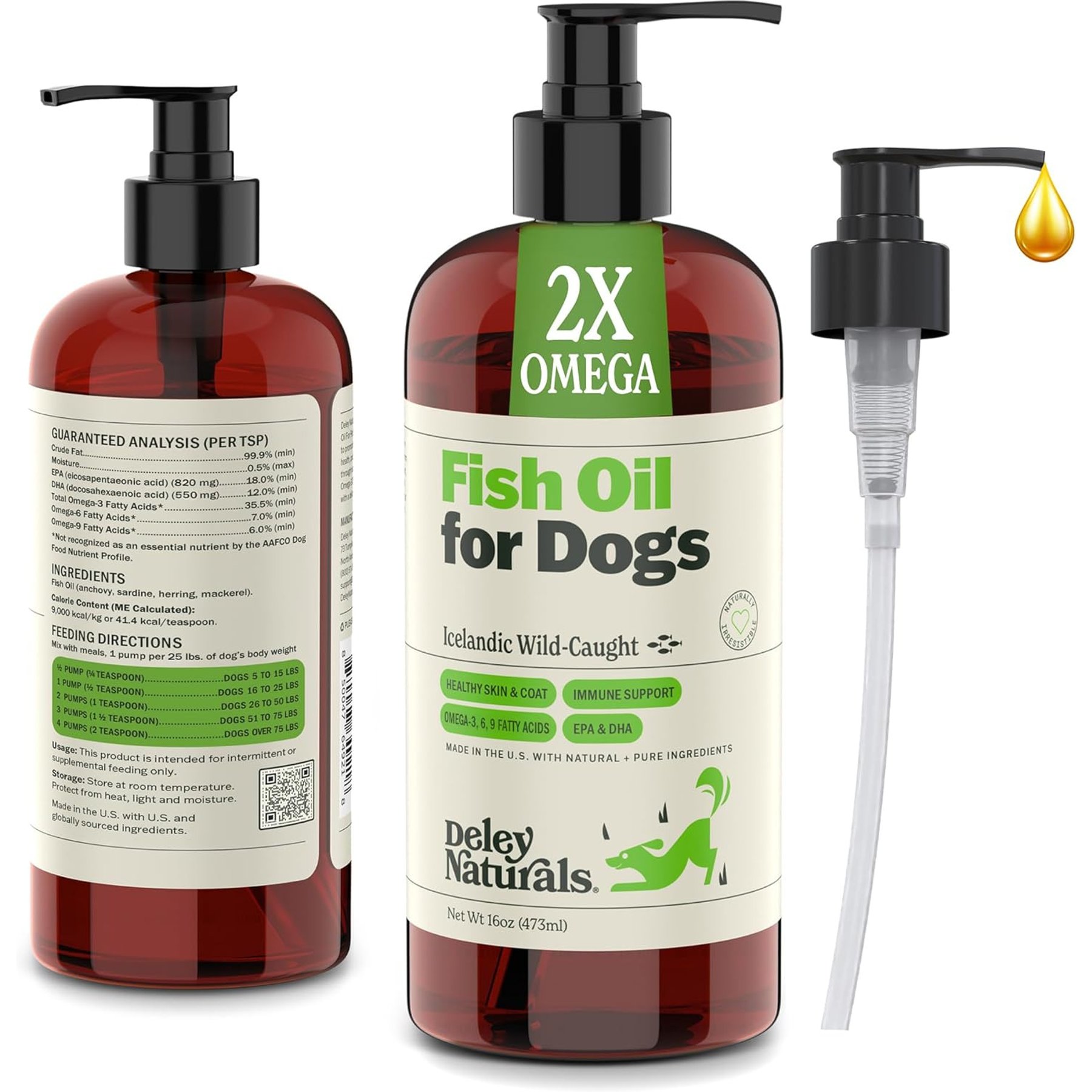 Deley Naturals Fish Oil Dog Supplement, 16-fl oz bottle