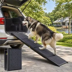 Yafylly Folding Non-Slip Dog Ramp, Black, 71 x 17-in
