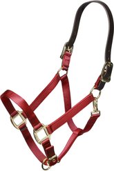 Shires Equestrian Products Leather Head Strap Nylon Horse Halter, Red, Extra Full