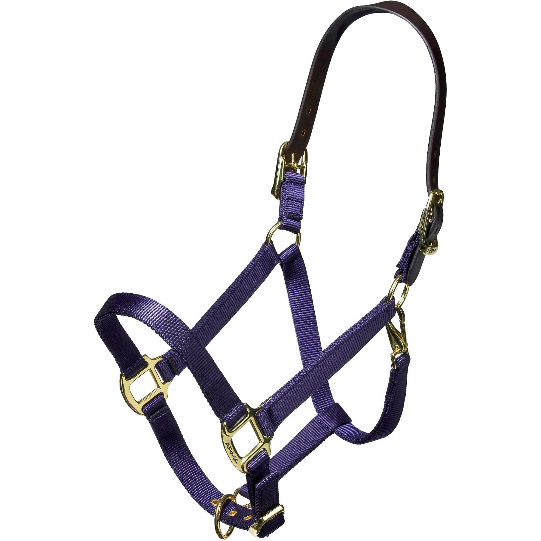 Shires Equestrian Products Leather Head Strap Nylon Horse Halter, Navy, Full