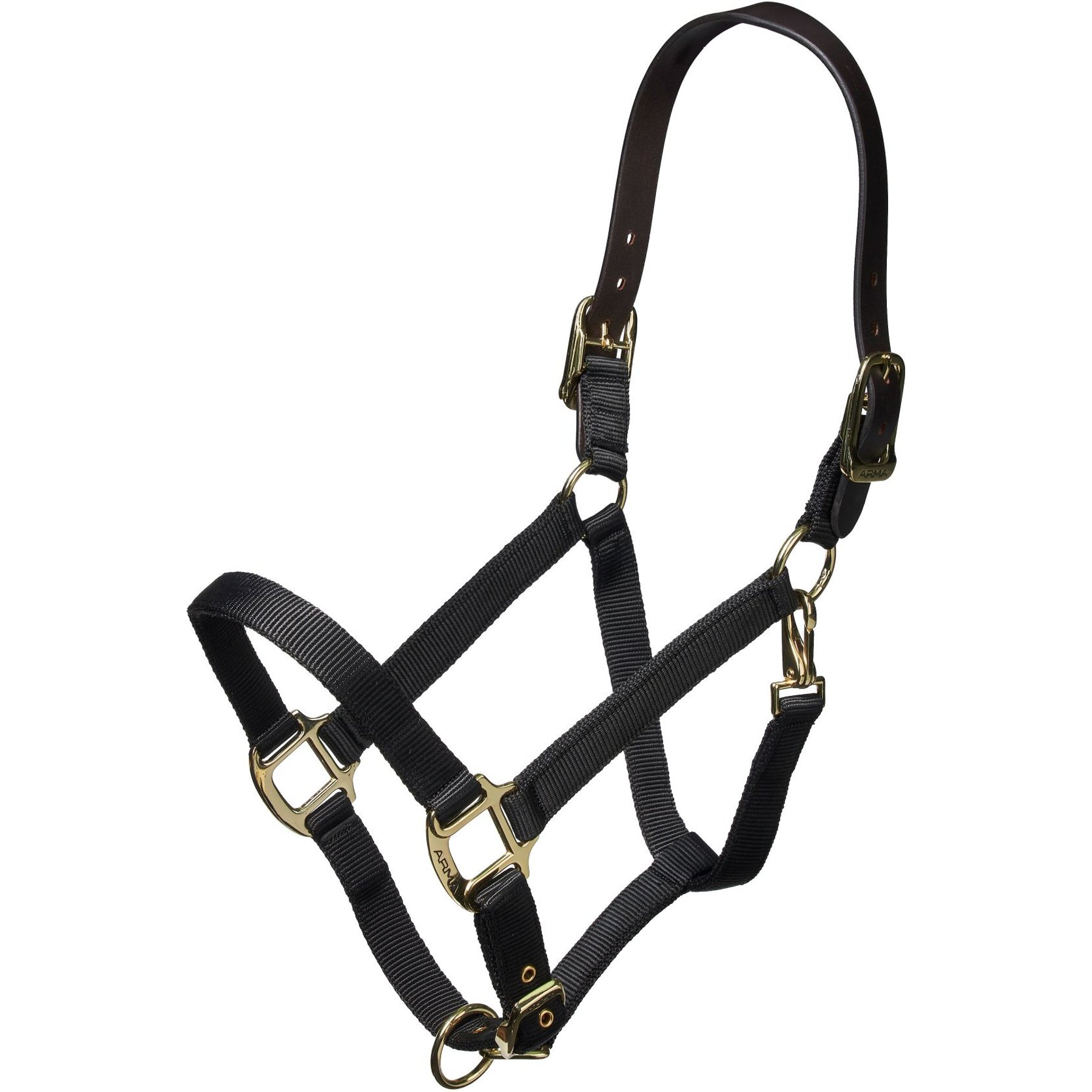 Shires Equestrian Products Leather Head Strap Nylon Horse Halter, Black, Extra Full