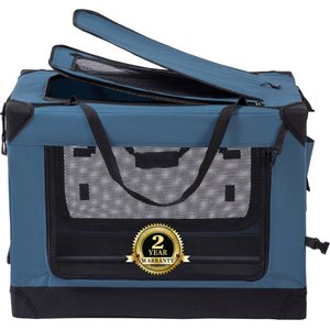 EliteField 4-Door Foldable Soft-Sided Dog Crate, Blue Gray, 42 x 31 x 32-in