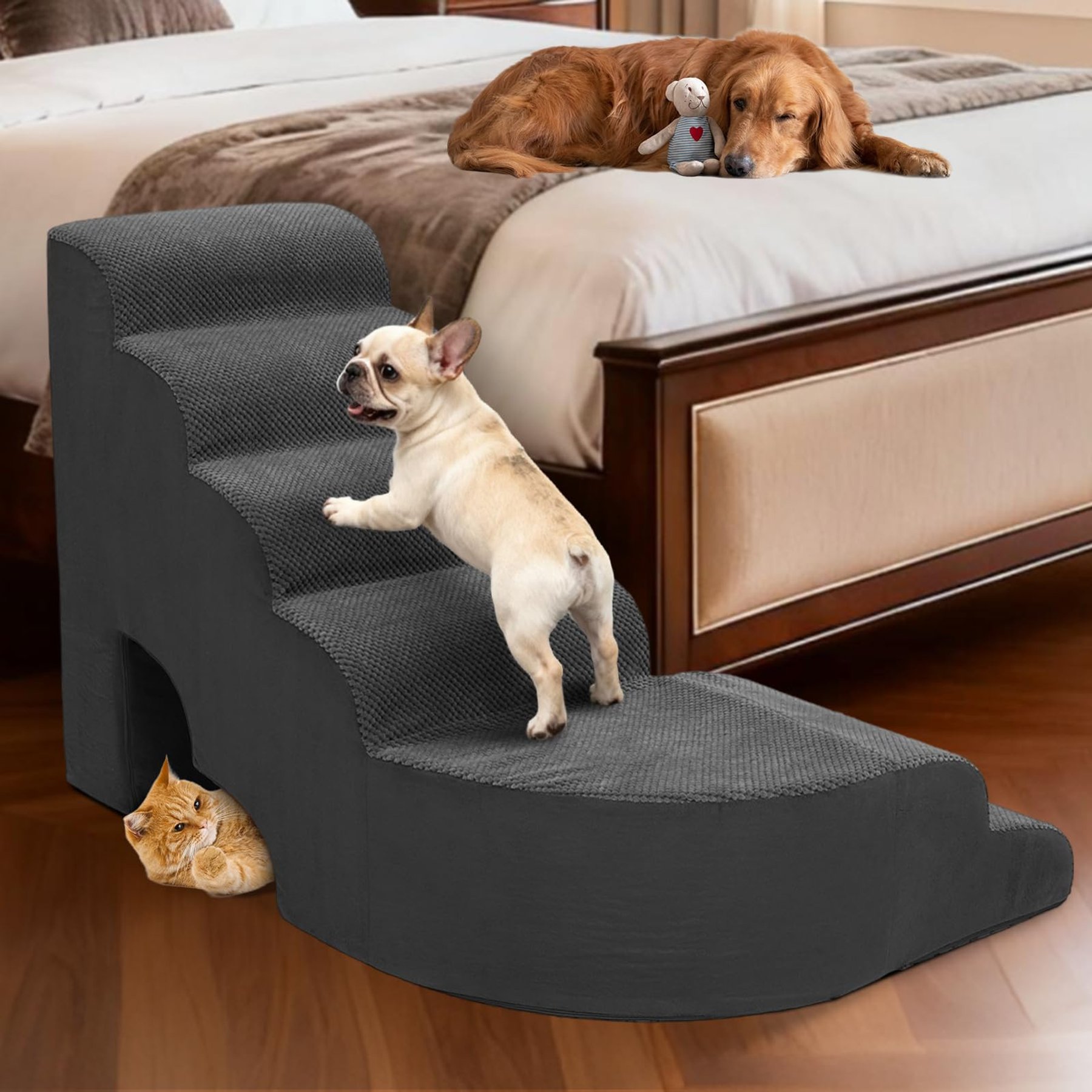 MALOROY 27.5-in Non-Slip Easy Step for Dogs & Cats, Dark Grey