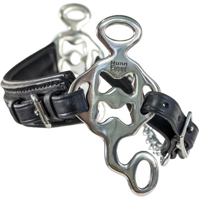Nunn Finer Nunn Finer The Double Biscuit Hackamore Horse Noseband, Black & Chain Curb, Horse