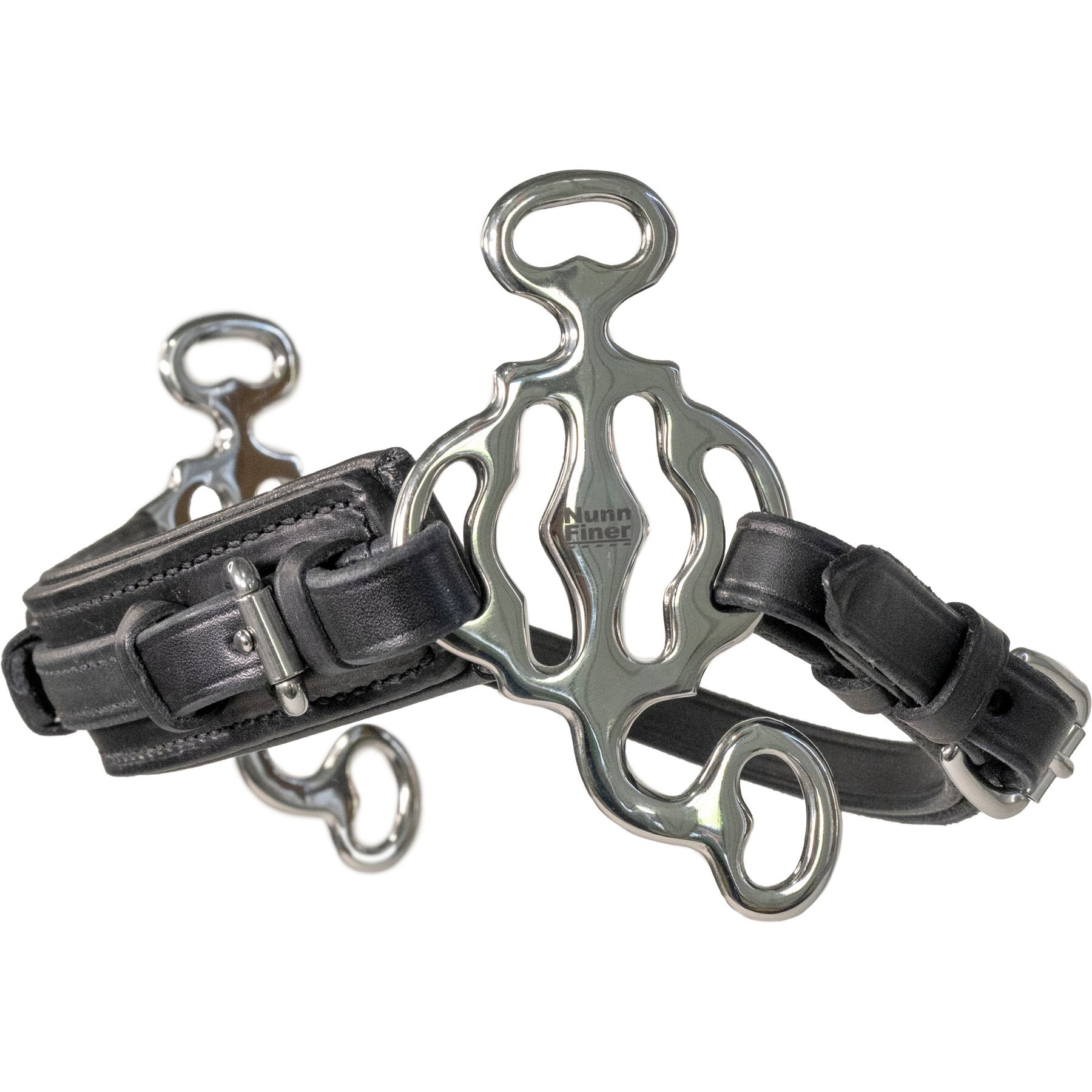 Nunn Finer The Roundabout Hackamore Horse Noseband, Black & Leather Curb, Horse