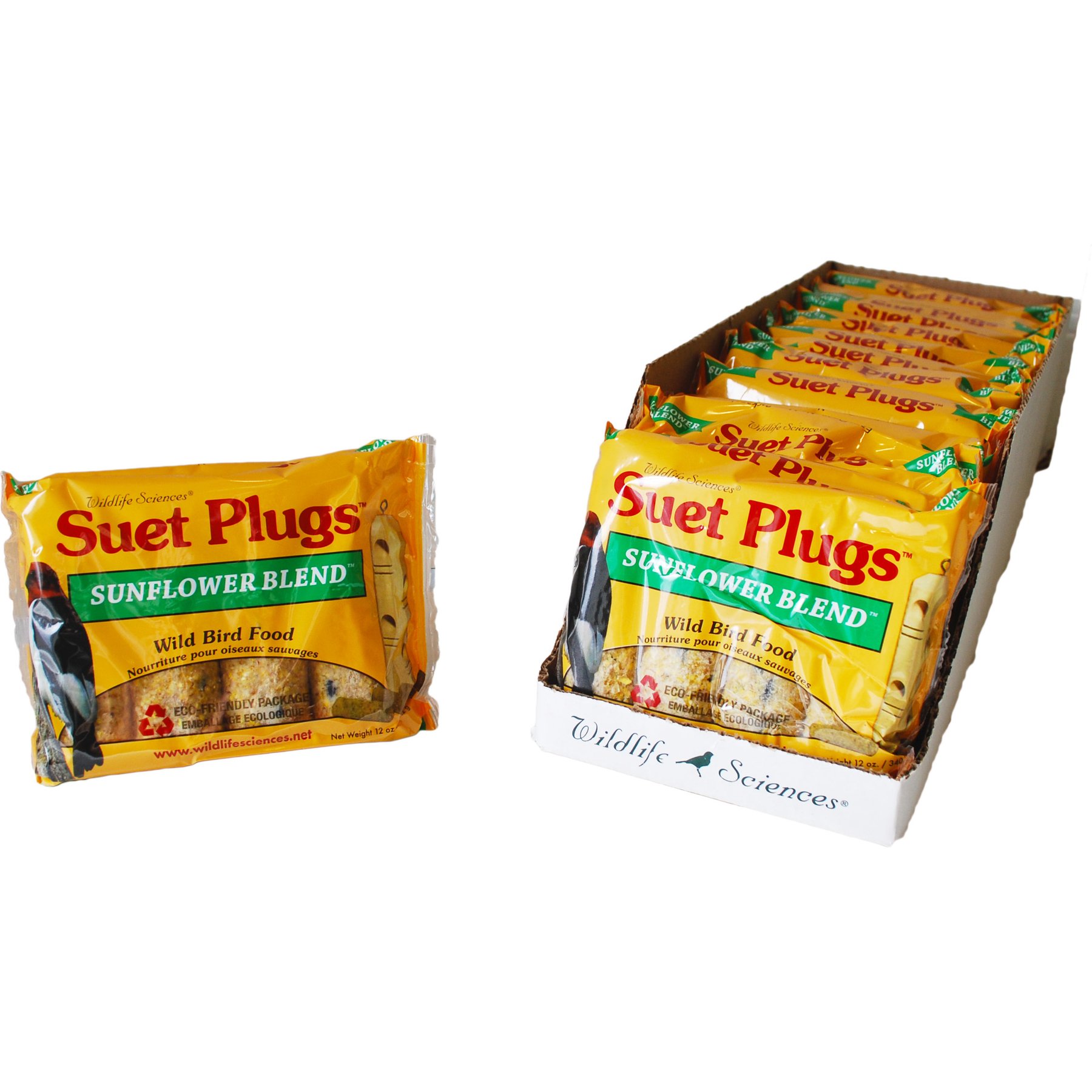 Wildlife Sciences Sunflower Suet Plugs Wild Bird Food, case of 12