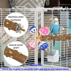 Halinfer Cage Mount Bird Stand Perch with Rotating Balls Exercise Bird Toy, Pink slide 2 of 7