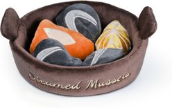 CHEWFFON Steamed Mussels Interactive Hide & Seek Burrow Plush Puzzle Dog Toy, Brown