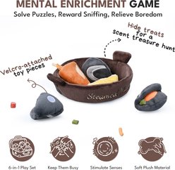 CHEWFFON Steamed Mussels Interactive Hide & Seek Burrow Plush Puzzle Dog Toy, Brown slide 2 of 5