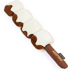 CHEWFFON S'mores Stick Detachable Plush Dog Toy with Squeaker & Crinkle, White