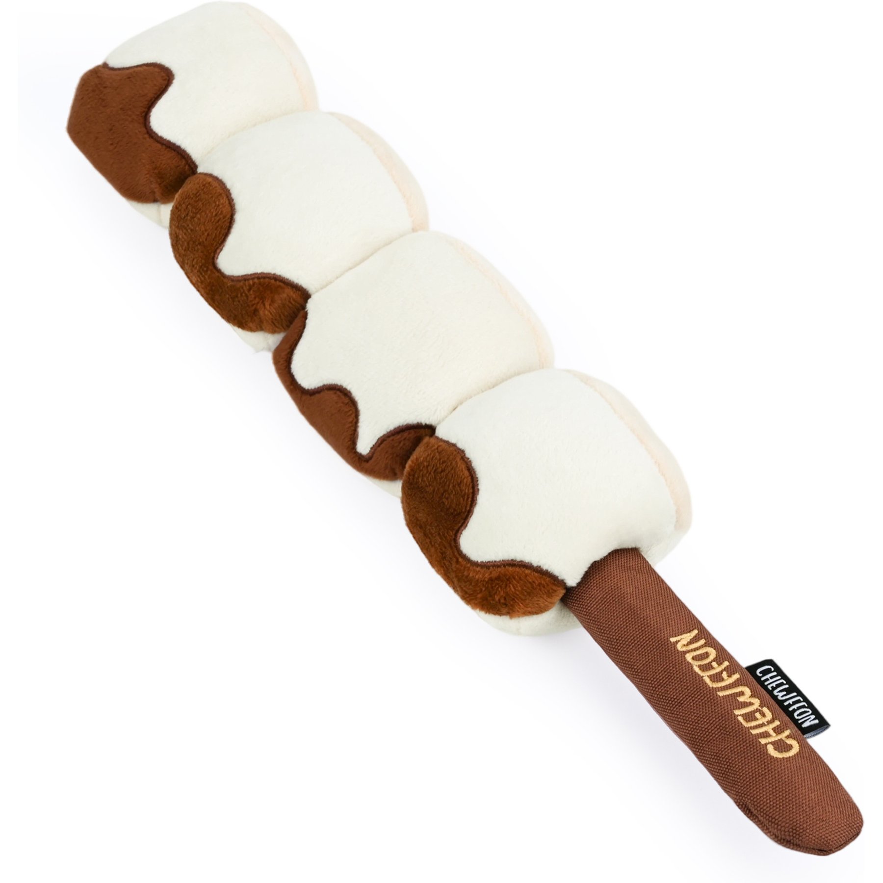 CHEWFFON S'mores Stick Detachable Plush Dog Toy with Squeaker & Crinkle, White