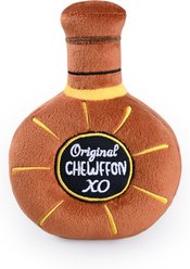 CHEWFFON Whiskey Bottle Plush Squeaky Crinkle Dog Toy, Brown