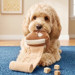 CHEWFFON Hazelnut Cake Slice Squeaky Enrichment Crinkle Puzzle Plush Dog Toy, Brown slide 2 of 5