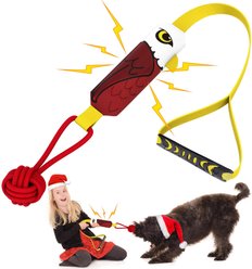 Petajoy Interactive Eagle Pulling Squeaky Rope Tug Dog Toy, Red