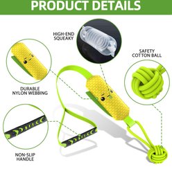 Petajoy Interactive Pulling Squeaky Corn Rope Tug Dog Toy, Green slide 2 of 6