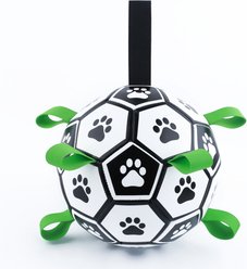 Indipets Deflated Soccer Ball with Straps & Pump Dog Toy, 7-in