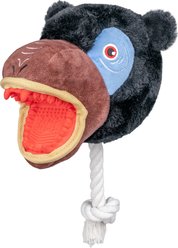 Indipets Angry Dog Monkey Squeaky Plush Dog Toy, 10.2-in